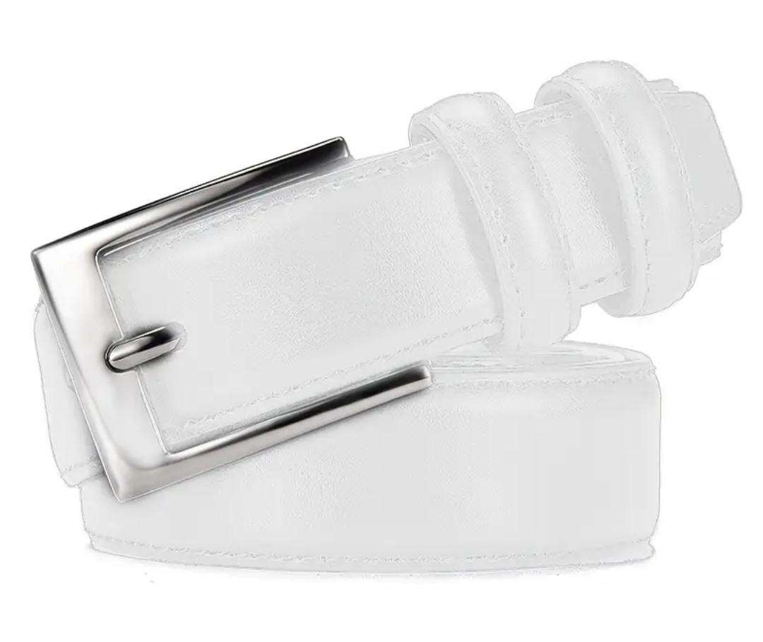 Unisex genuine leather belt - white