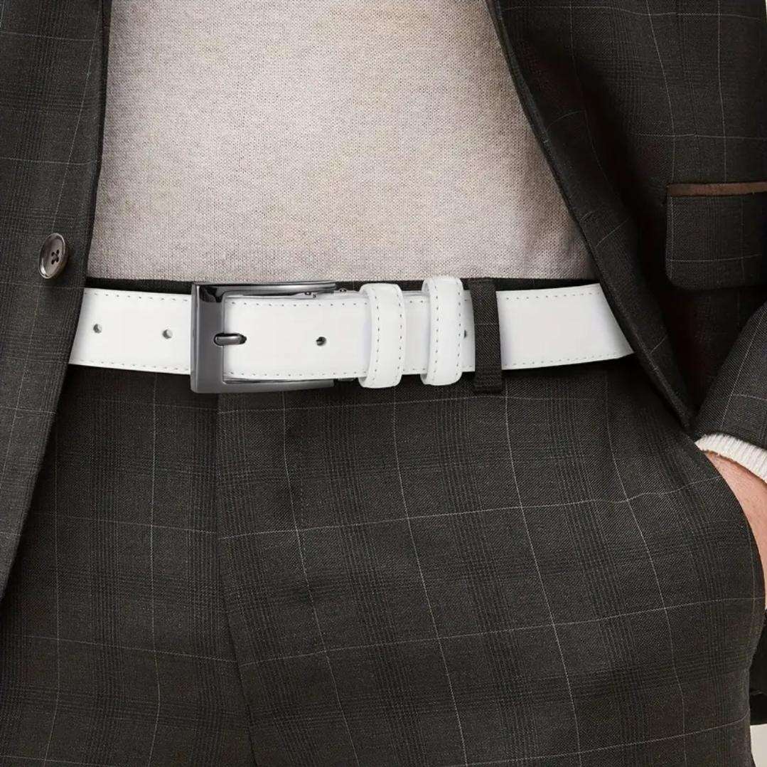 Unisex genuine leather belt - white