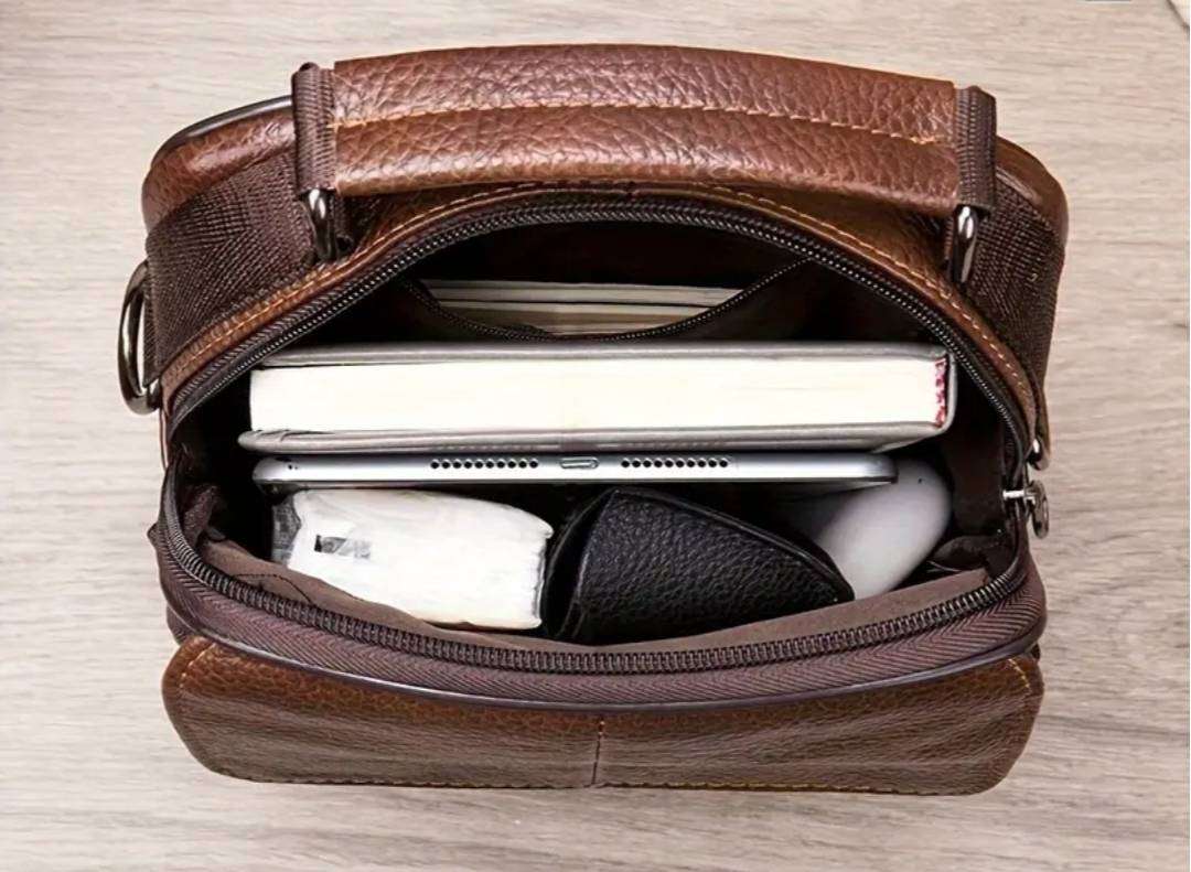 High quality top grain leather shoulder bag