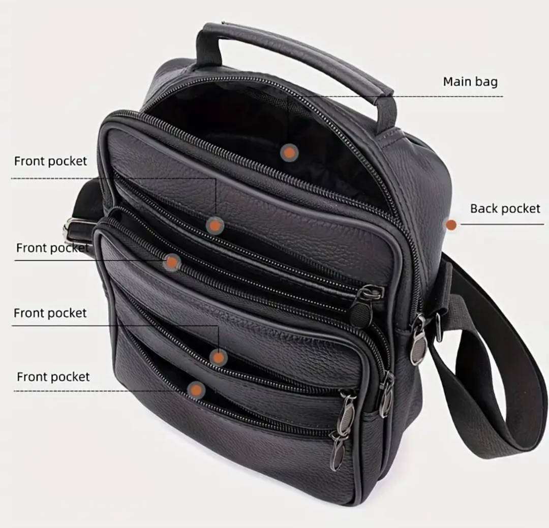 Genuine Leather cross body or shoulder bag - brown