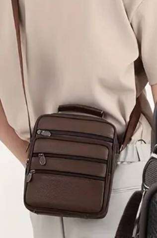 Genuine Leather cross body or shoulder bag - brown