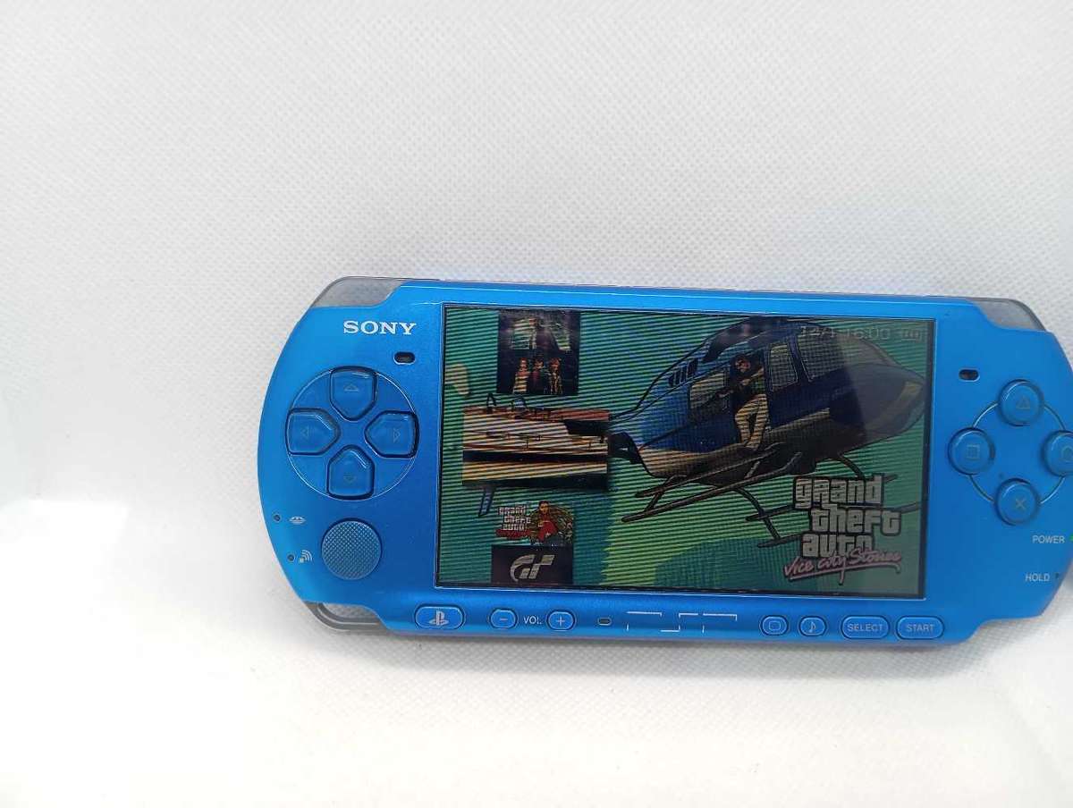 PSP 3004 Limited Edition Blue Loaded with 40+ Games (64GB Memory Card)