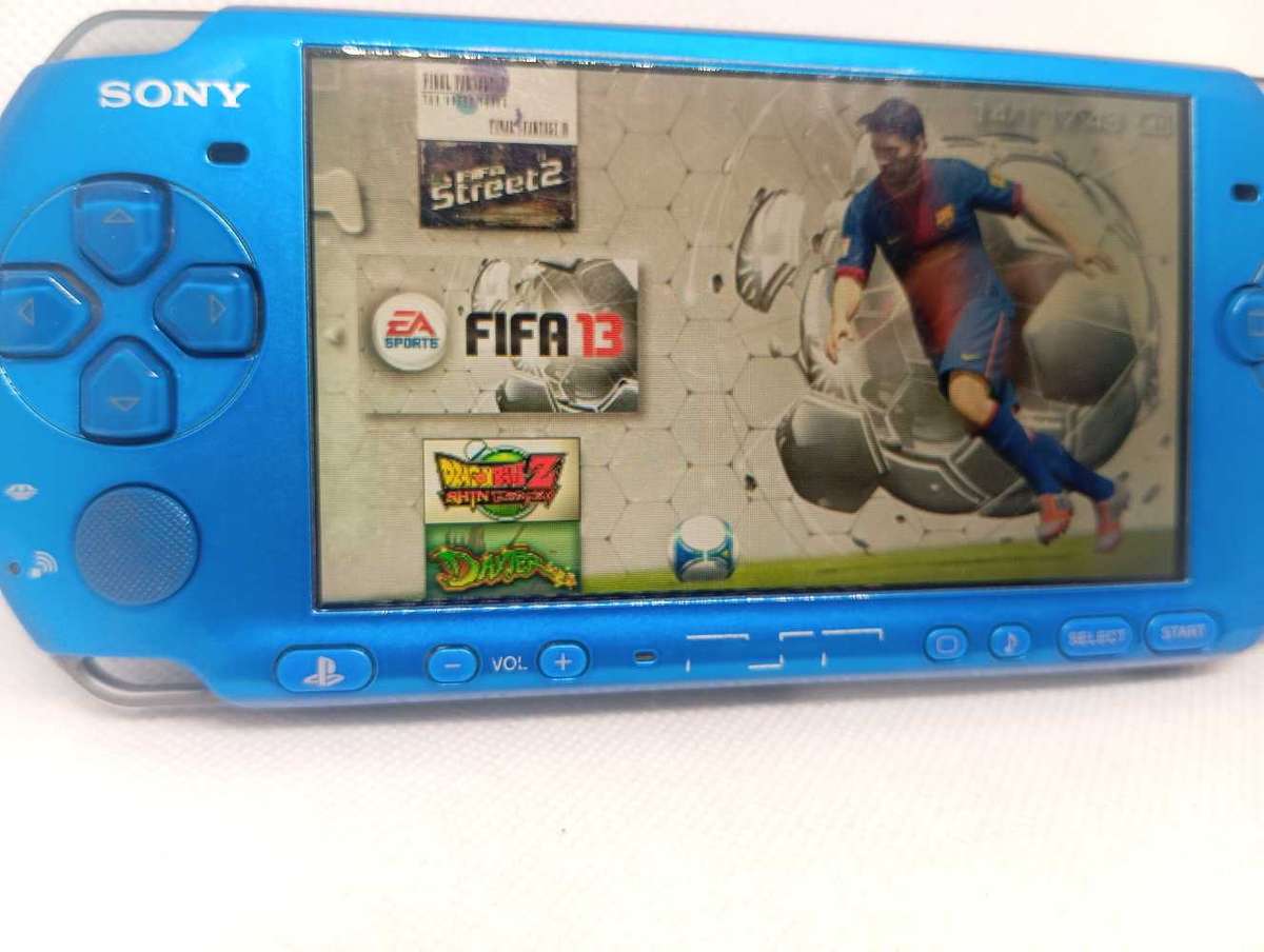 PSP 3004 Limited Edition Blue Loaded with 40+ Games (64GB Memory Card)