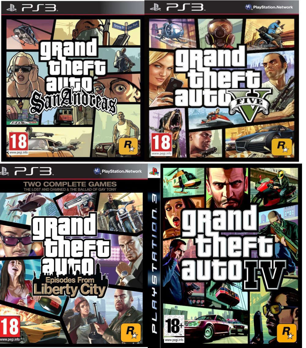 Grand Theft Auto Bundle GTA V + San Andreas + GTA IV + Liberty City  (PS3)