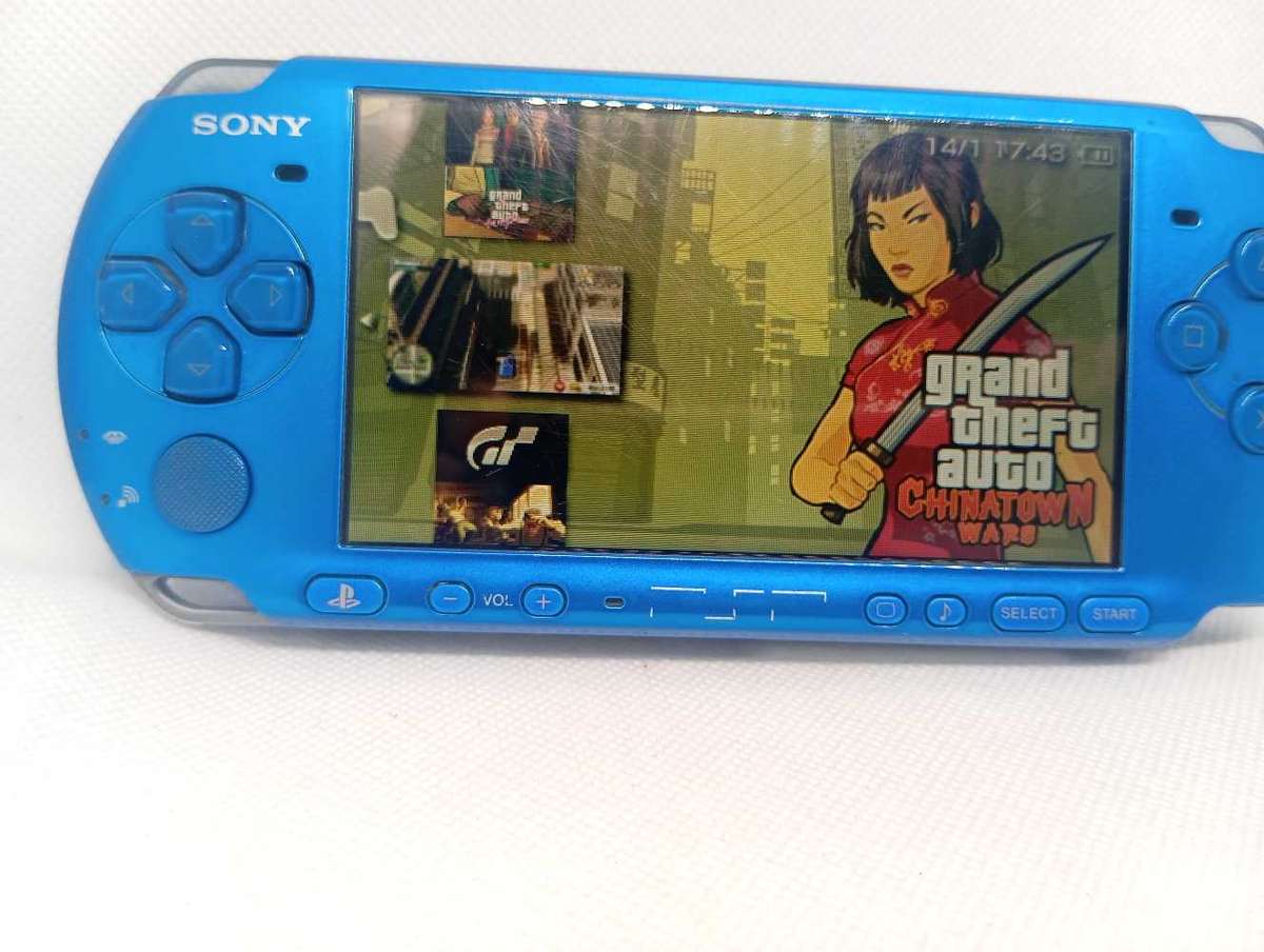 PSP 3004 Limited Edition Blue Loaded with 40+ Games (64GB Memory Card)
