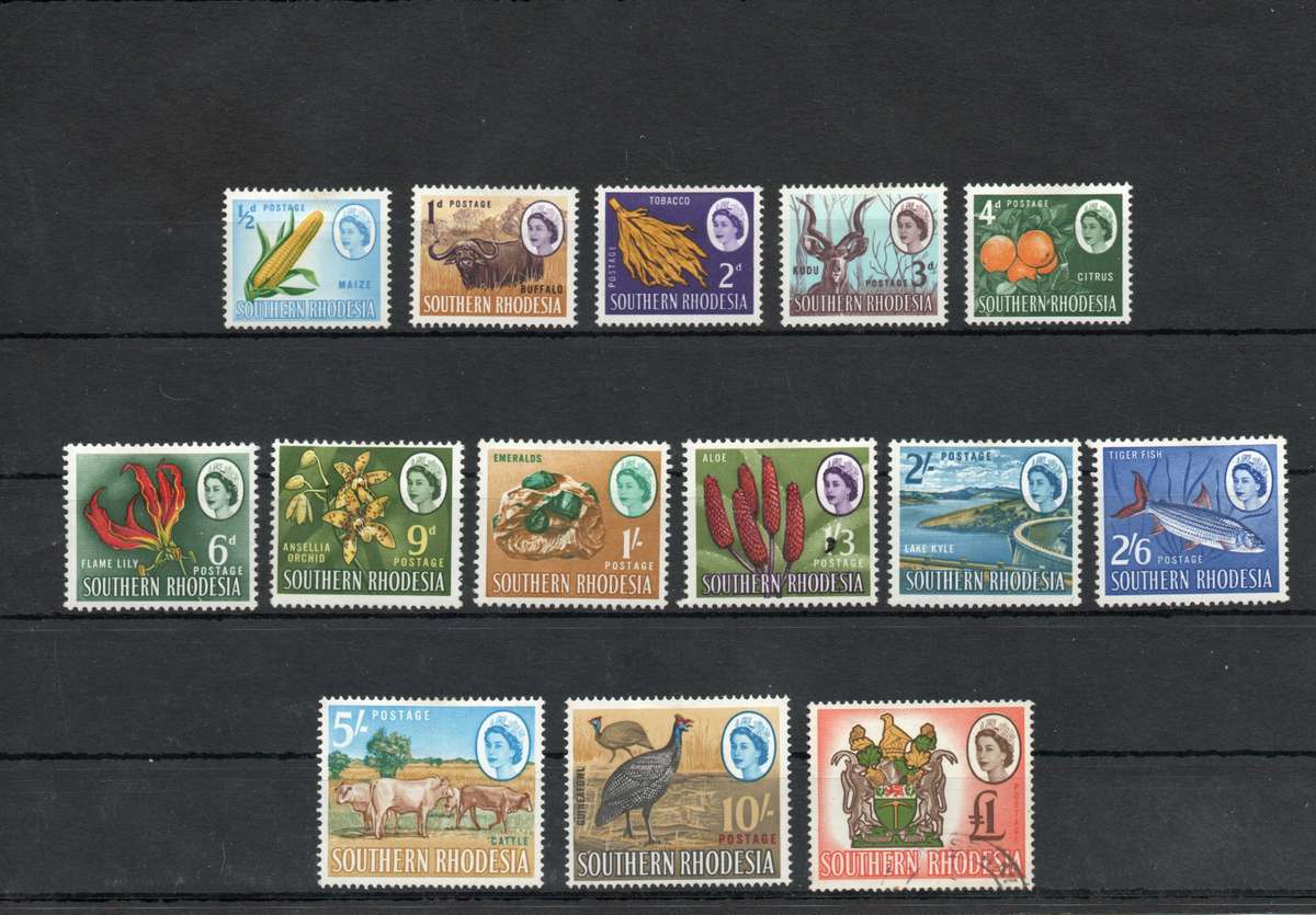 1964 Southern Rhodesia Definitive Issue - SACC 94-107 Full Set of 14 @ CV