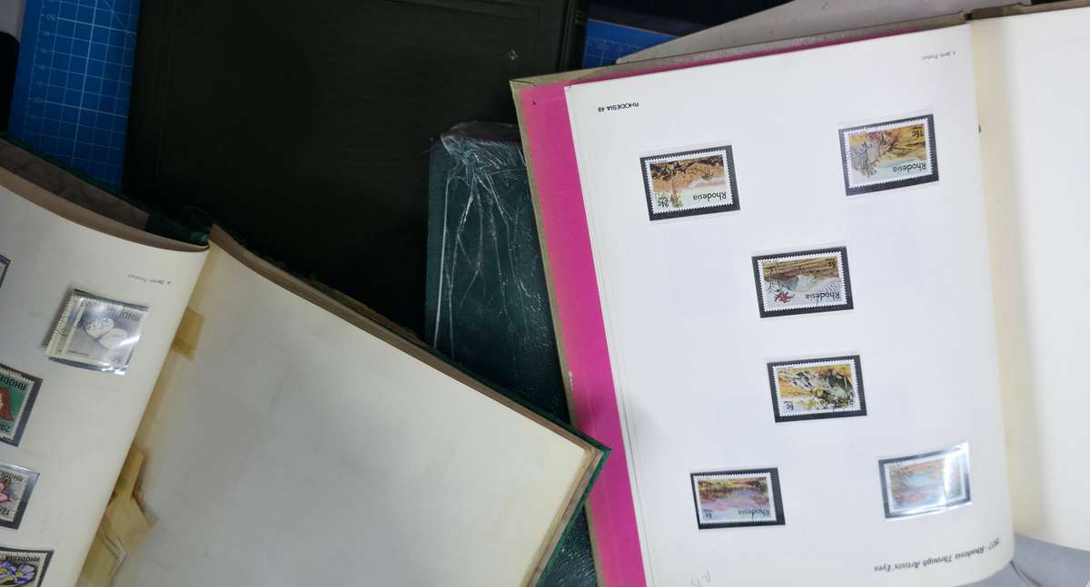 Box of Old Albums with various Used: Finds Possible!