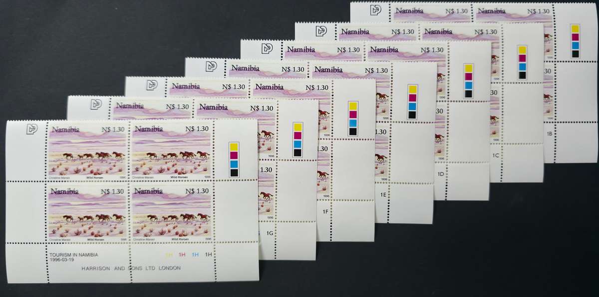 Namibia 1996: Tourism CB Set -32 CB Set (1A-1H). Rarely found together (SACC 140: 1B and 1H missing)
