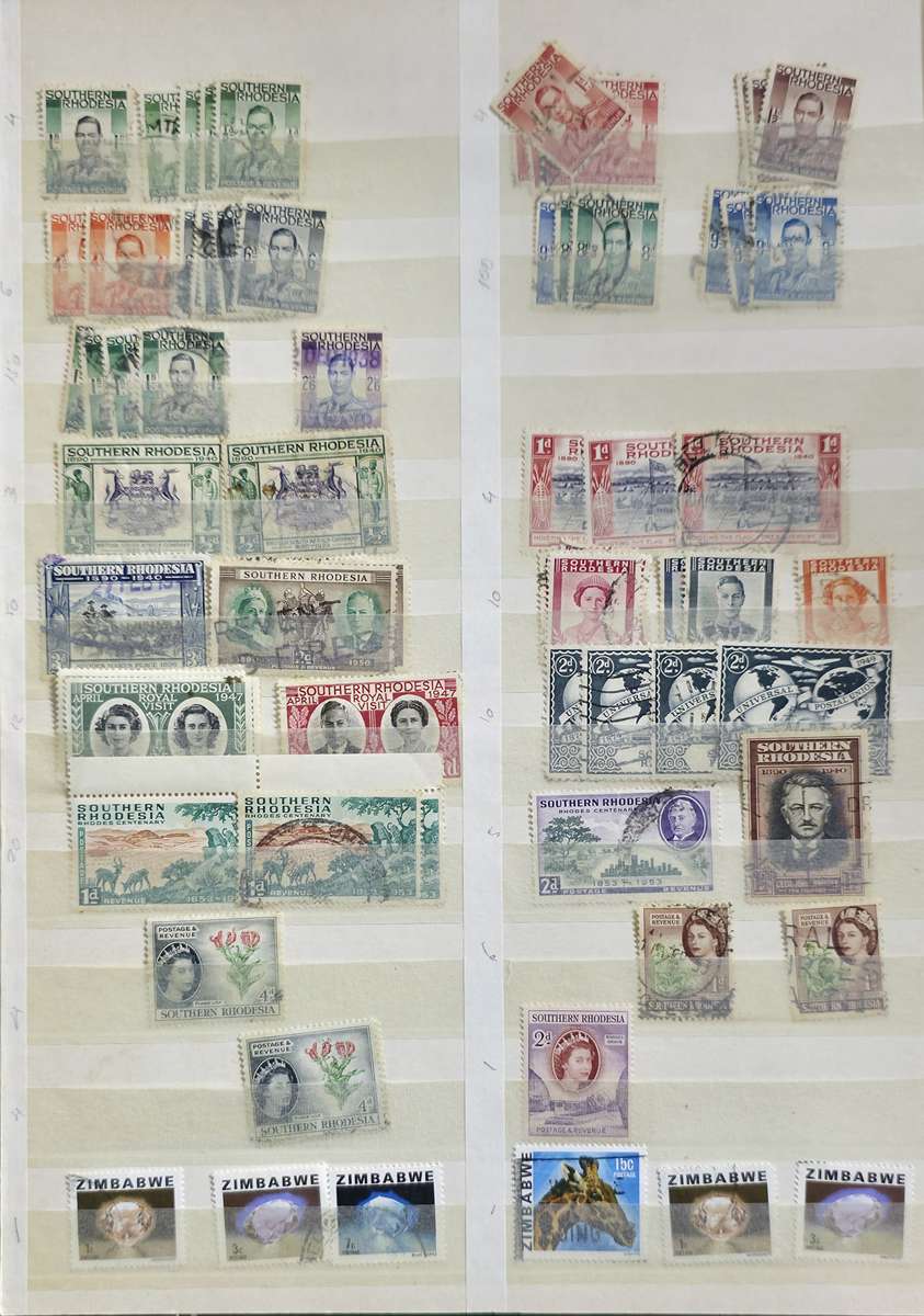 KeK Stock Book: 8 Page/ !6 Sides White with Rhodesia/ Zimbabwe Used Sets - High CV!