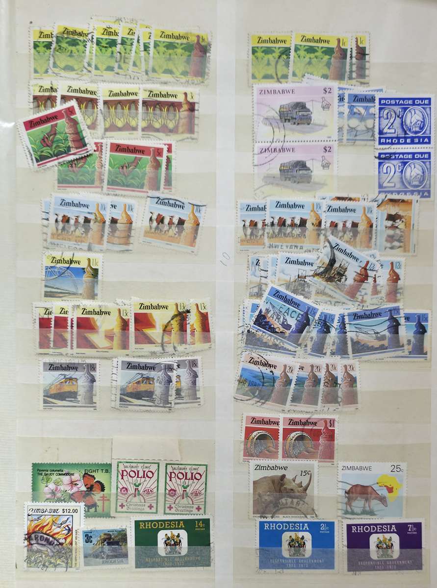 KeK Stock Book: 8 Page/ !6 Sides White with Rhodesia/ Zimbabwe Used Sets - High CV!