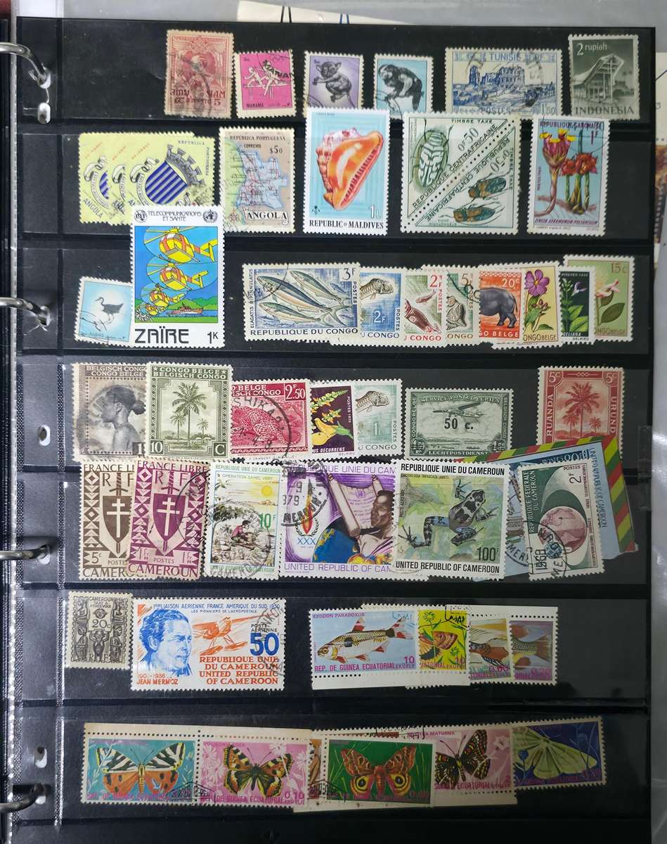 Protector Stamp File: 20 Pages with Unchecked World Mix - Used