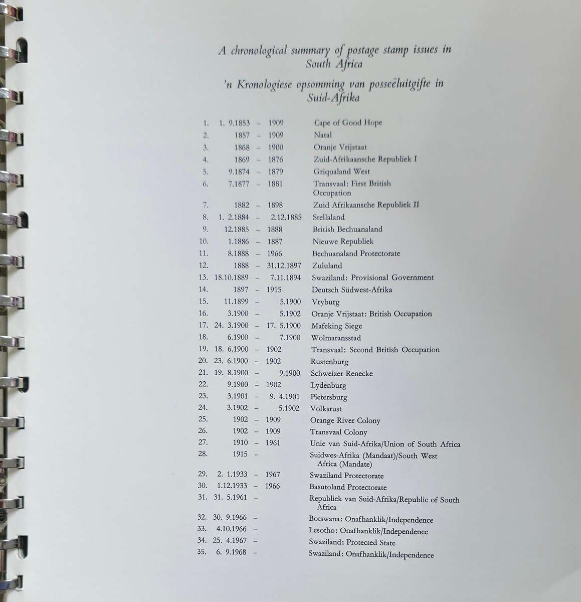 Davo Type Album: RSA Pre-Printed (No Pockets) in Sleave - 1961-1982: Nice Starter!