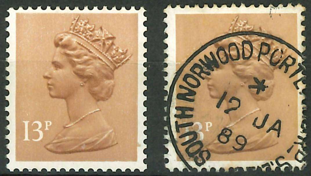 Great Britain 1988: 13P QE II - UMM and Used With Flaw: Missing Phosphor Band **High CV**: SG X900EY