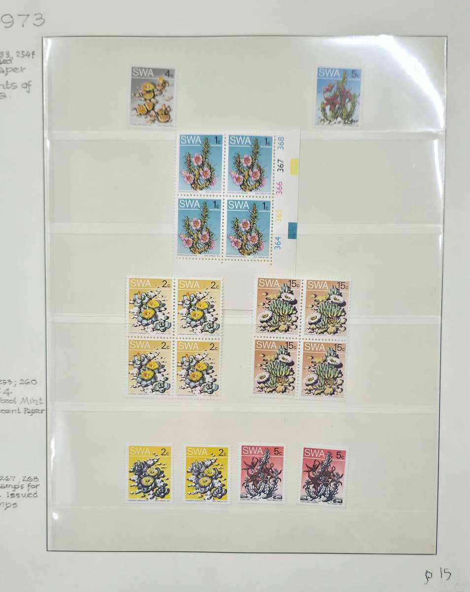 Lindner Stamp File: 40 Page Album with SWA UMM Singles/CBs: 70s and 80s: Finds Possible