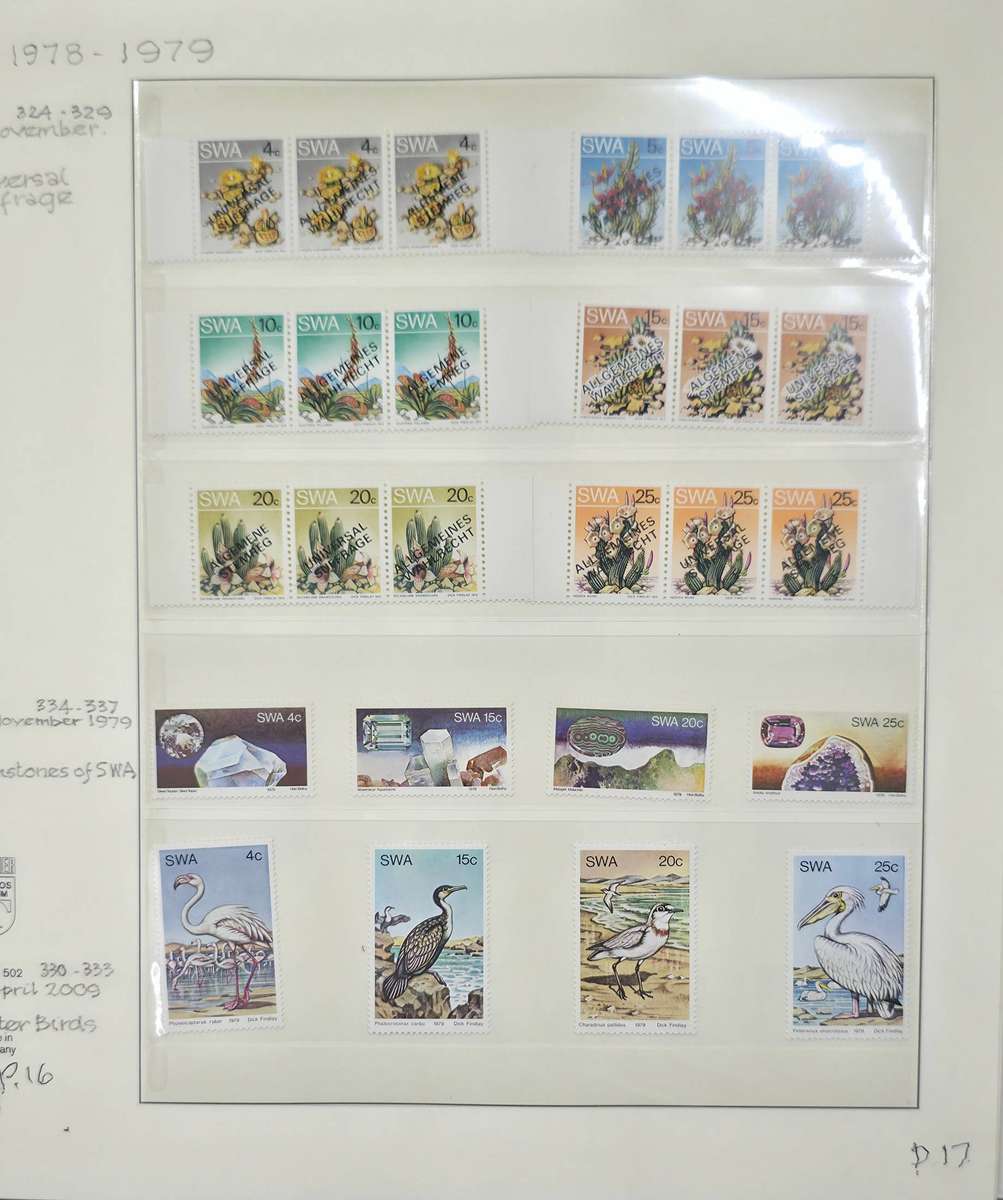 Lindner Stamp File: 40 Page Album with SWA UMM Singles/CBs: 70s and 80s: Finds Possible