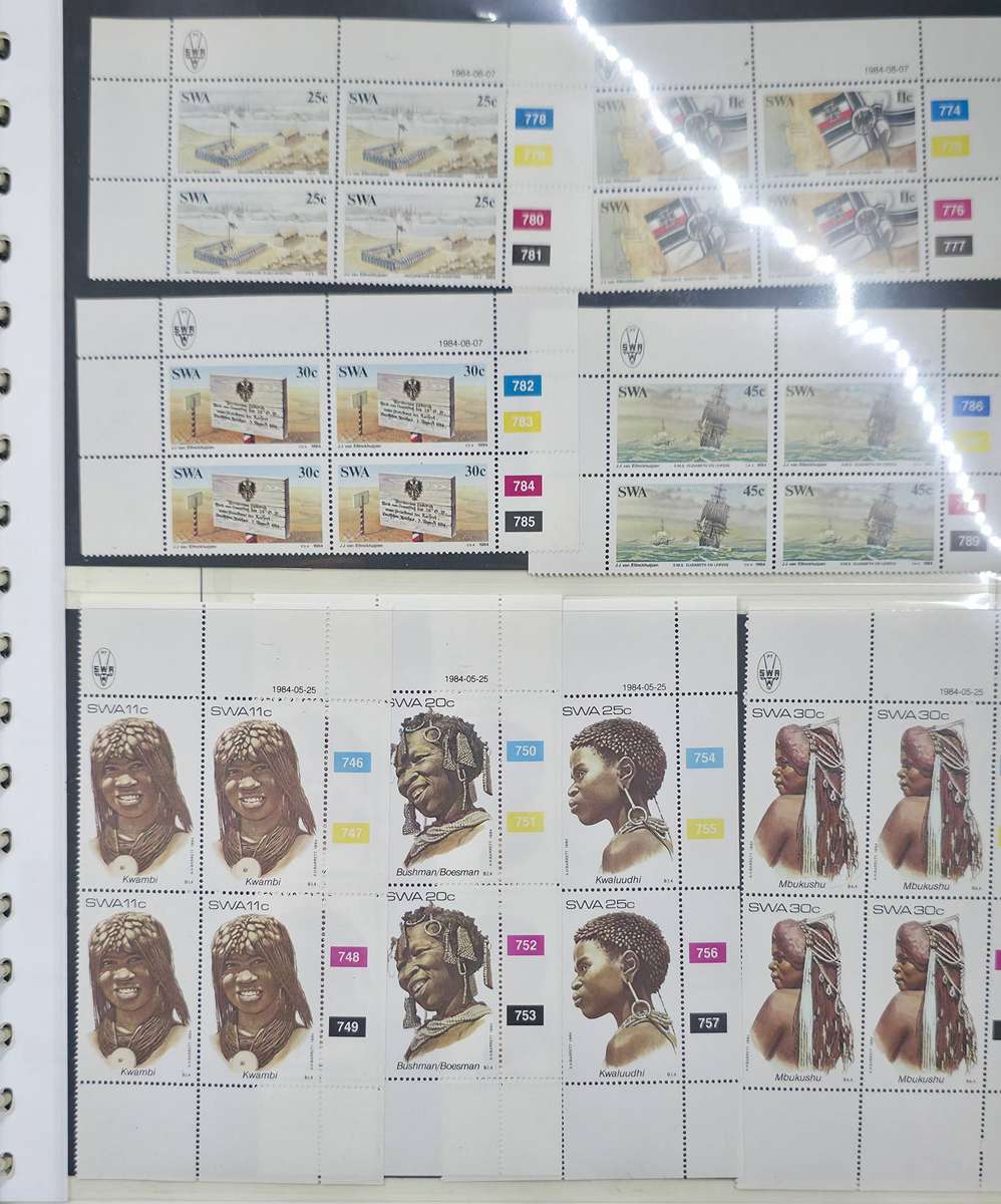 Lindner Stamp File: 40 Page Album with SWA UMM Singles/CBs: 70s and 80s: Finds Possible