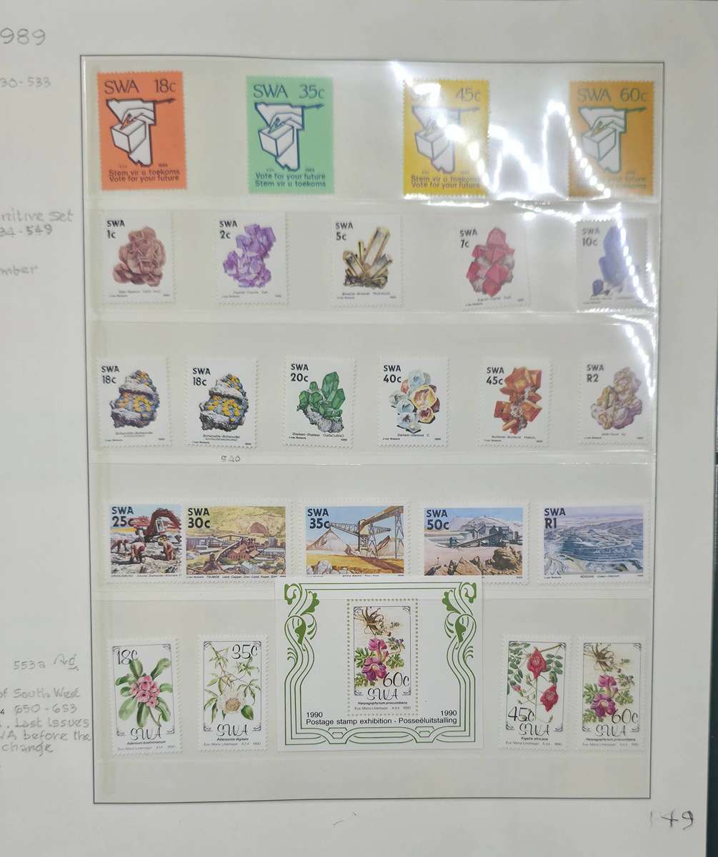 Lindner Stamp File: 40 Page Album with SWA UMM Singles/CBs: 70s and 80s: Finds Possible