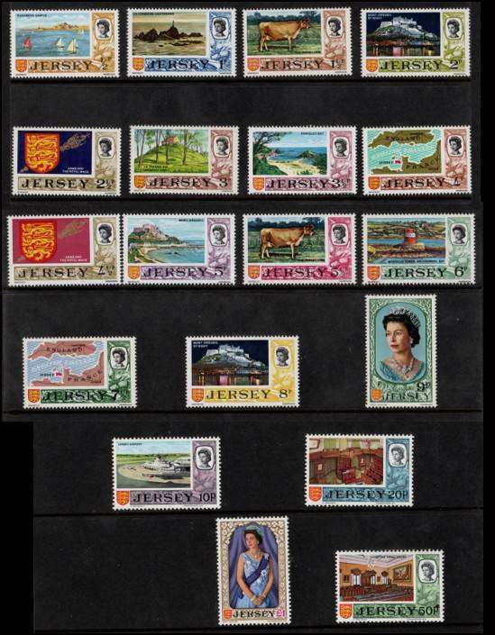 Jersey Channel Islands 1976: Definitive Issue Set in Presentation Packs - UMM as per Scans