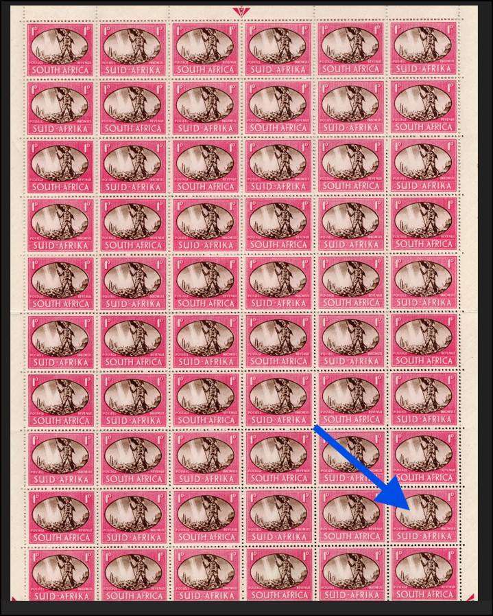 Union of SA 1945: Victory Issue UMM Full Sheet with 1d "Barbed Wire" Variety: SACC 107a (See descr.)