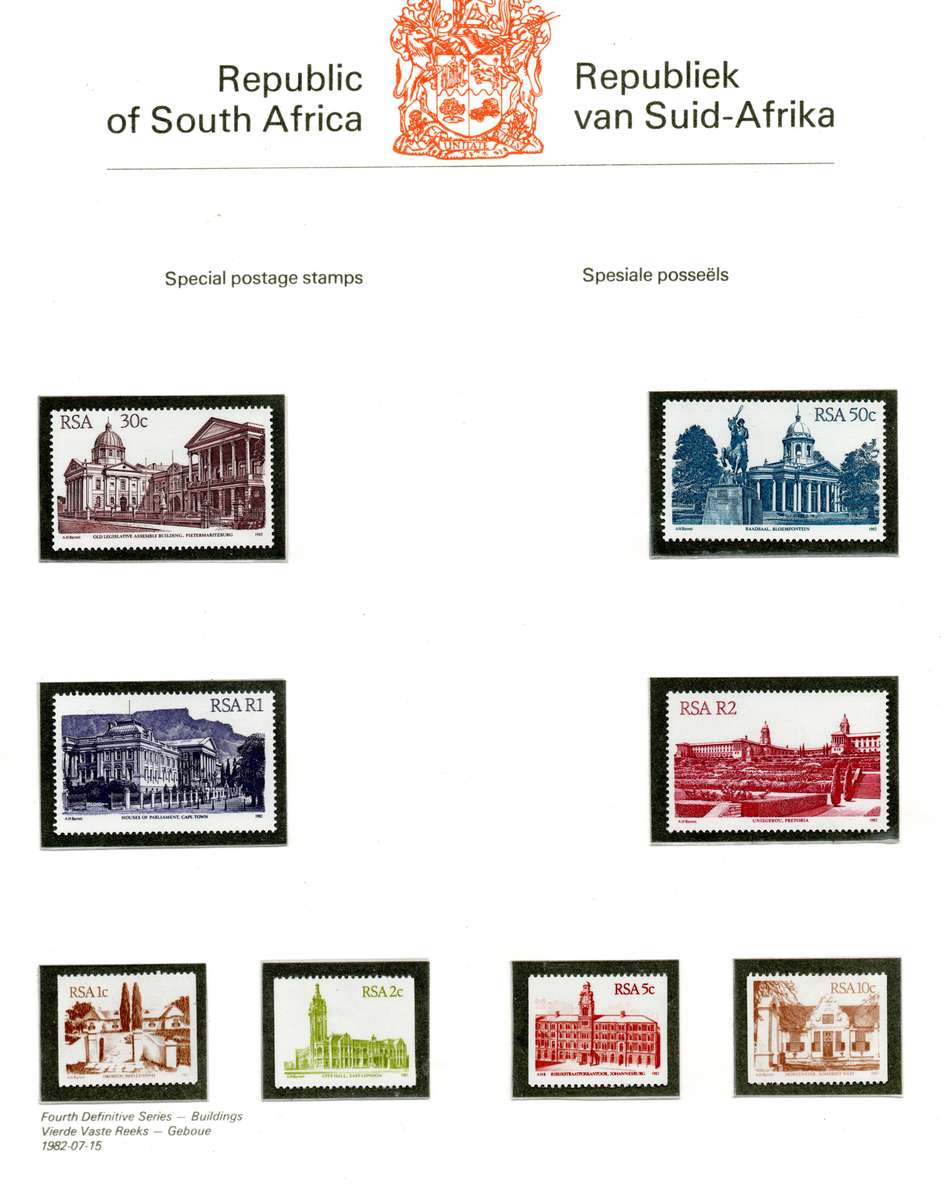 RSA - 1982: 4th Definitive Issue SA Architecture - Fresh Full Set UMM: SACC 515-531, 532-535