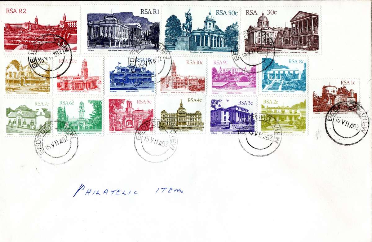 RSA - 1982: 4th Definitive Issue SA Architecture - Used Set on Piece: SACC 515-531