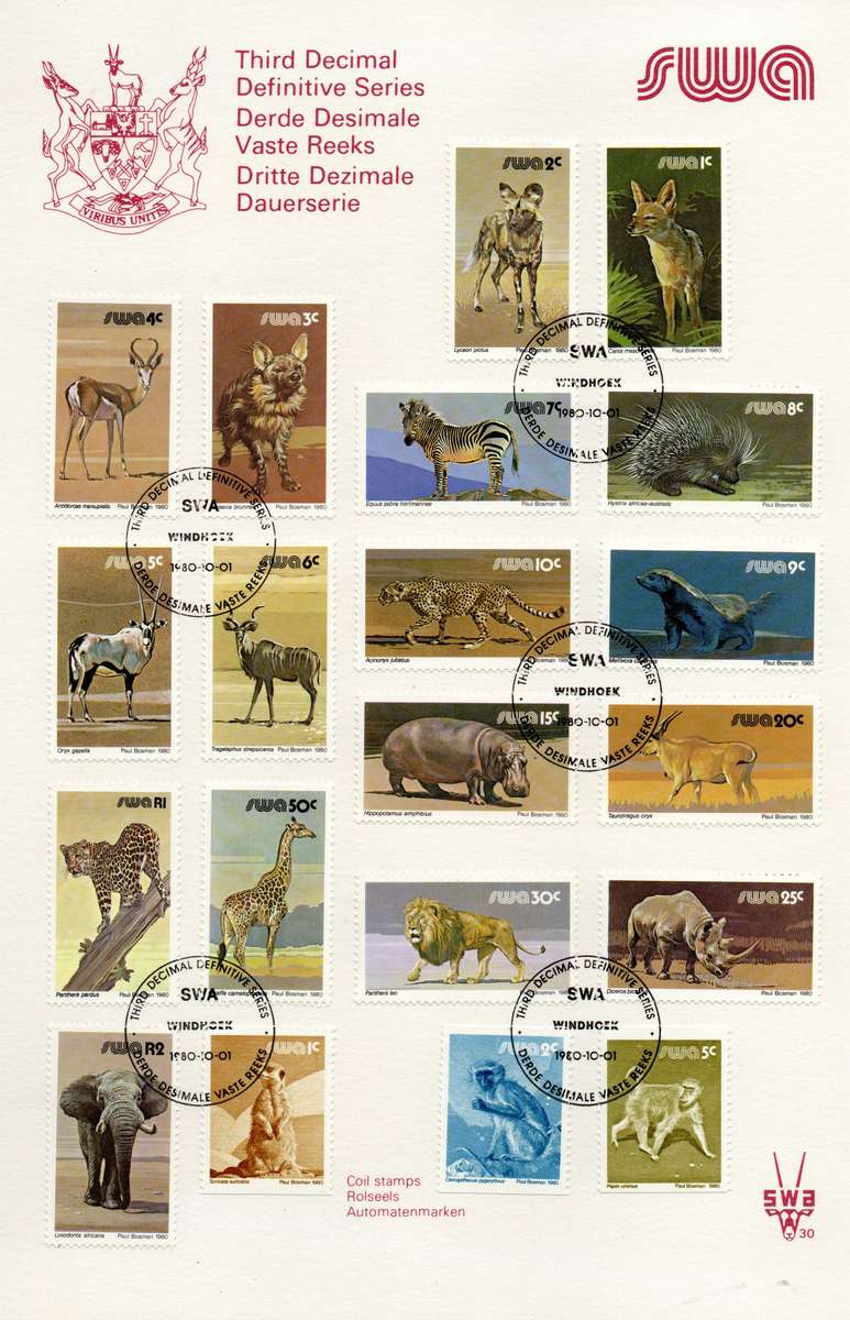 SWA 1980: Third Definitive Decimal Issue - FD Folder: SACC 358-374