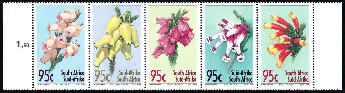 RSA 1994: Heathers - UMM Setenant Strip of 5: SACC 883-887