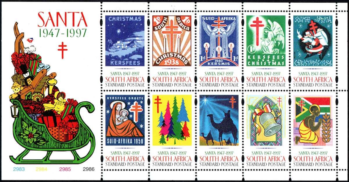 RSA 1997: SANTA Anniversary of Christmas Stamps - UMM Sheetlet of 10: SACC 1080