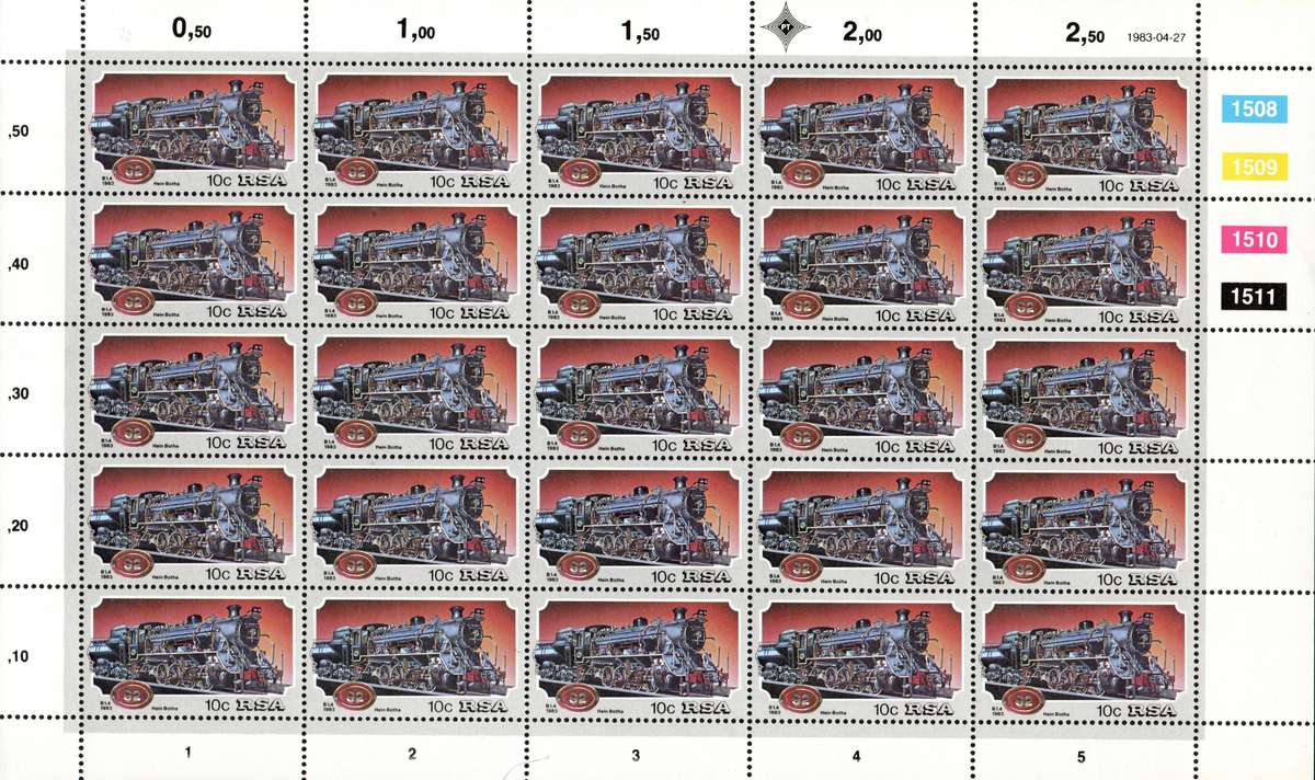 RSA 1983: Steam Locomotives - UMM Full Sheet Set: SACC 545-548