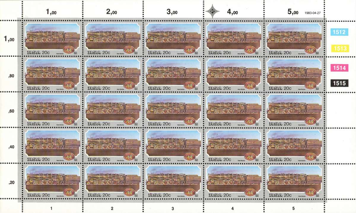 RSA 1983: Steam Locomotives - UMM Full Sheet Set: SACC 545-548