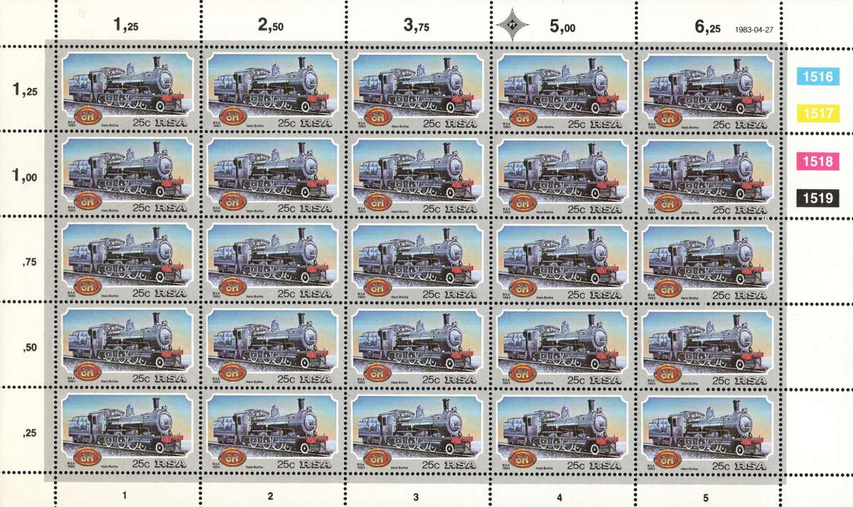 RSA 1983: Steam Locomotives - UMM Full Sheet Set: SACC 545-548