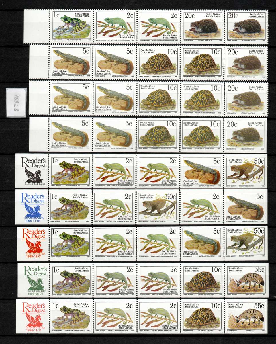 RSA 1994/96: 6th Definitive Issue Readers Digest Strips: SACC 872/878/878a/893/911/929/932/966/993