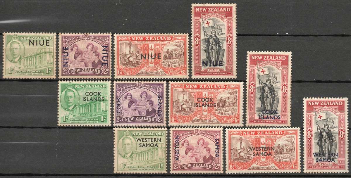 New Zealand 1946: Victorious End of Second World War - Overprinted Omnibus - MM Set (staining noted)