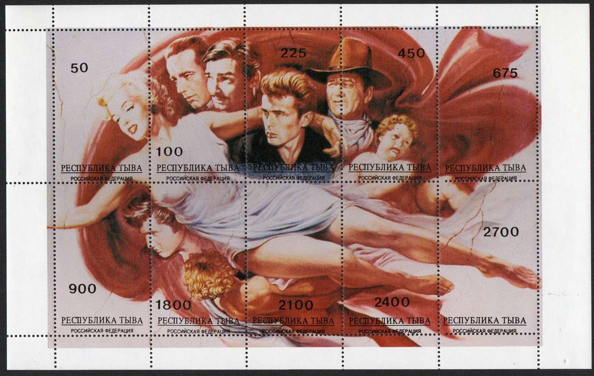 Republic of Tuva 1997: Hollywood Heaven Mini Sheet - UMM: Beautiful and Ideal for Thematic Collector