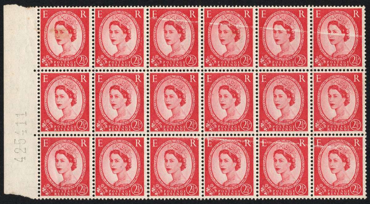 Great Britain 1960: QE II 2 1/2 D Block - UMM with Scarce Blade line Faults: SG 614b