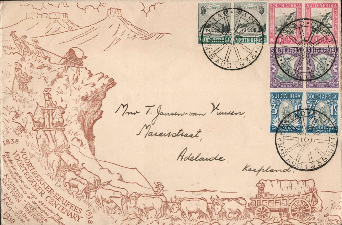 Union of SA 1933: Voortrekker Memorial Fund: Illustrated Cover with SACC 54a: High CV!