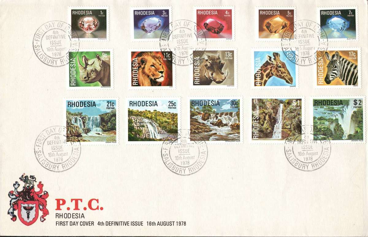Rhodesia 1978 Fourth Definitive Issue FDC Set** Rare in this Condition**: SACC 318-332