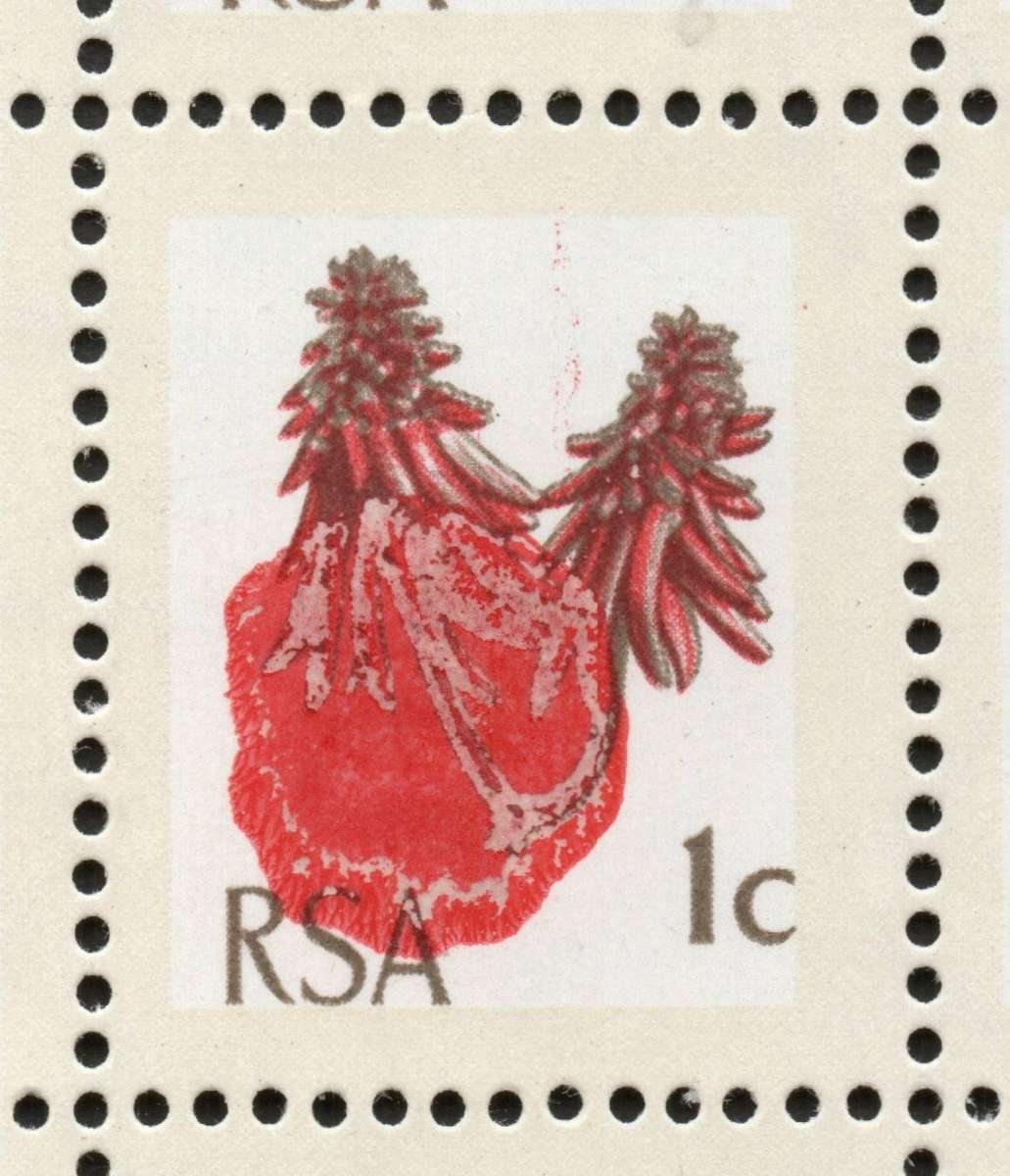 RSA 1970: Def. Issue 1c UMM Full Sheet (100) with Very Rare Red Paint Blob: SACC 288a