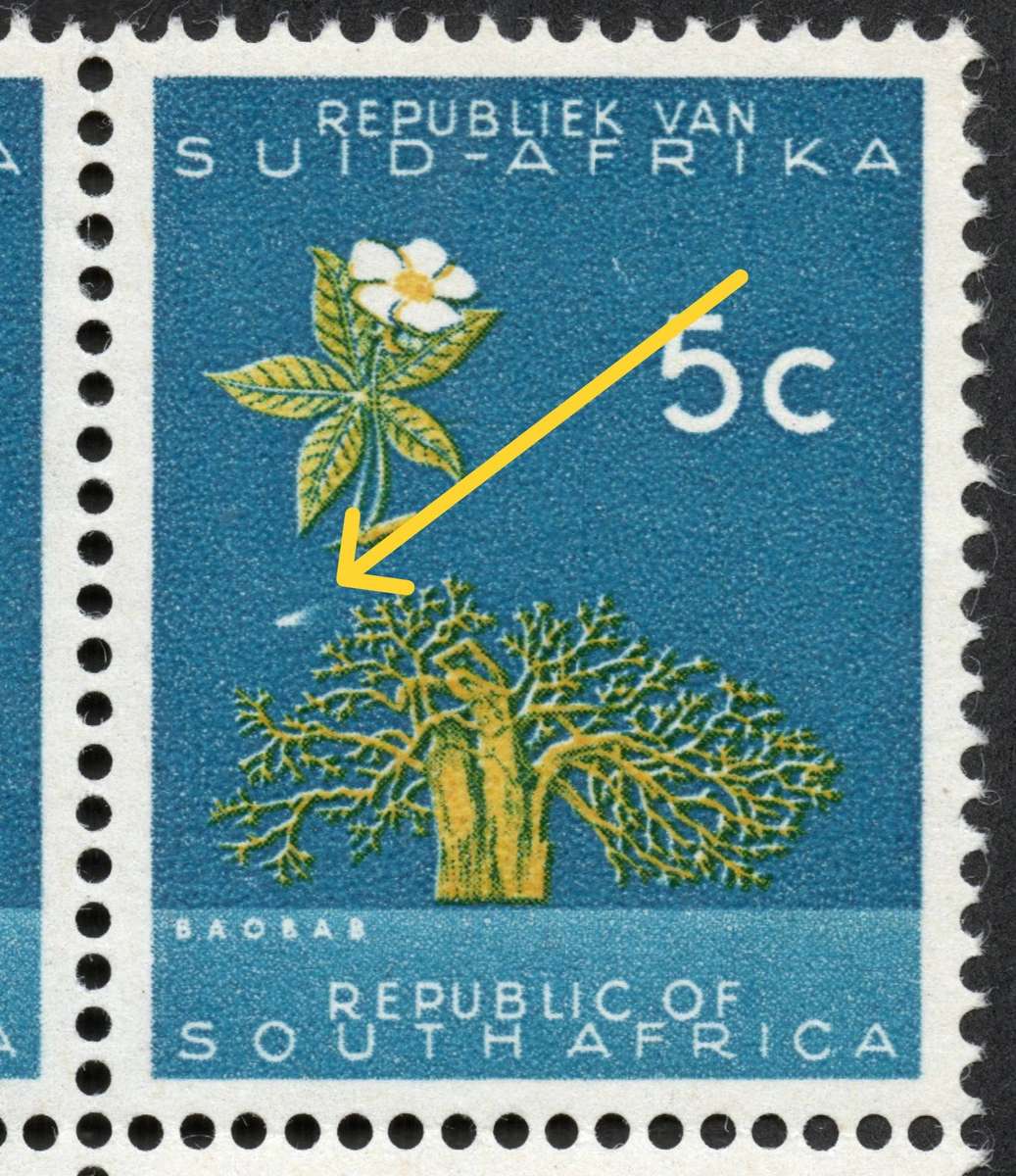 RSA 1973: 5c SACC330 Strip UMM with Rocket and Dot Flaws as per Scans: Rare!
