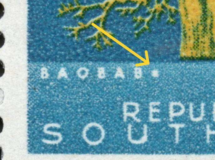 RSA 1973: 5c SACC330 Strip UMM with Rocket and Dot Flaws as per Scans: Rare!