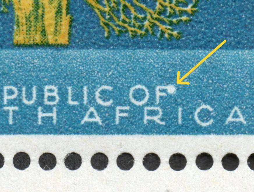 RSA 1973: 5c SACC330 Strip UMM with Rocket and Dot Flaws as per Scans: Rare!