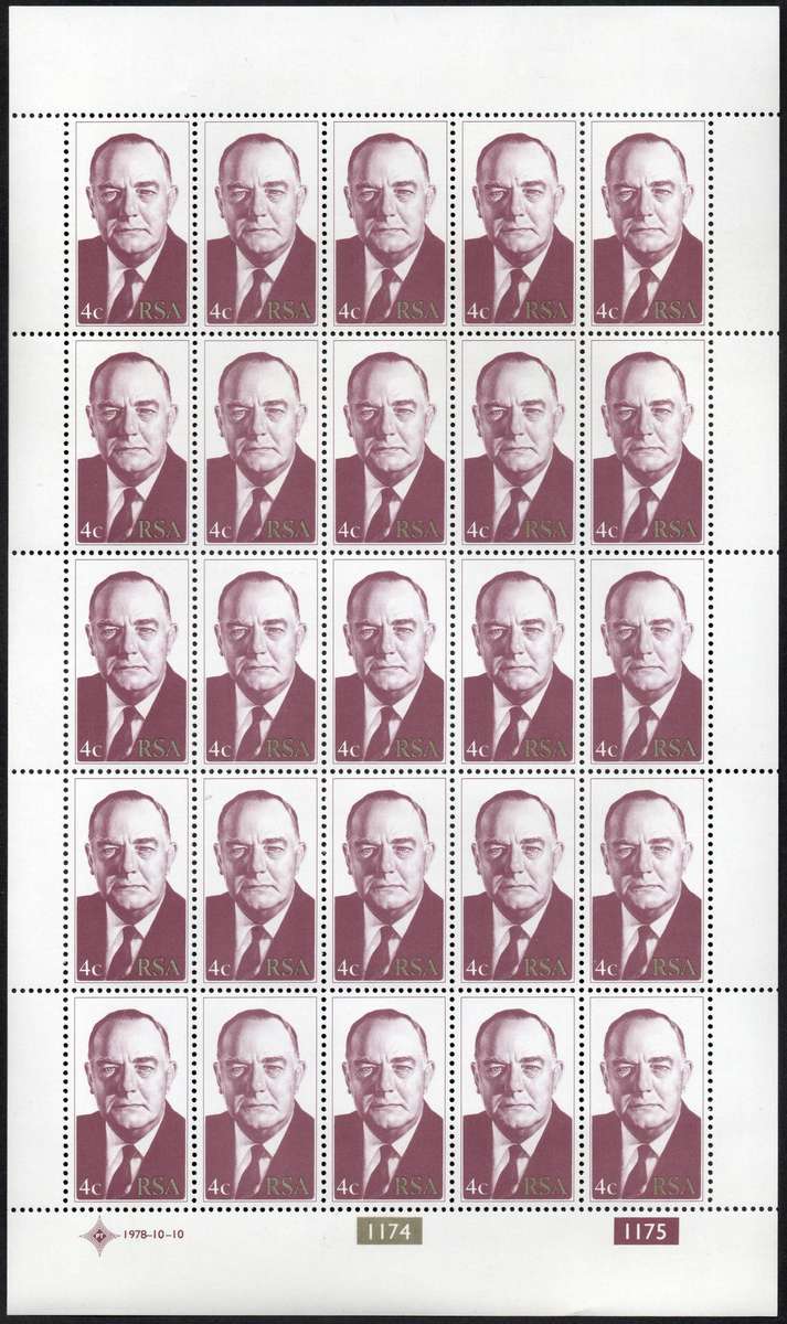 RSA 1978: Inauguration of Dr. BJ Vorster - Set of 2 in Full UMM Sheets: SACC 453-454