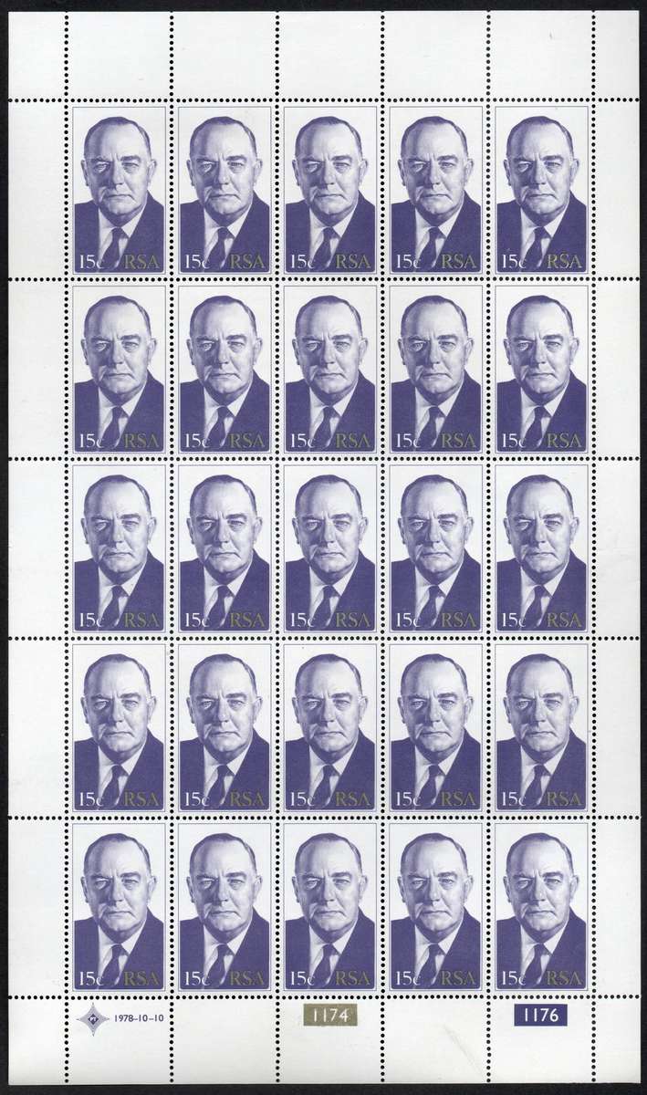 RSA 1978: Inauguration of Dr. BJ Vorster - Set of 2 in Full UMM Sheets: SACC 453-454