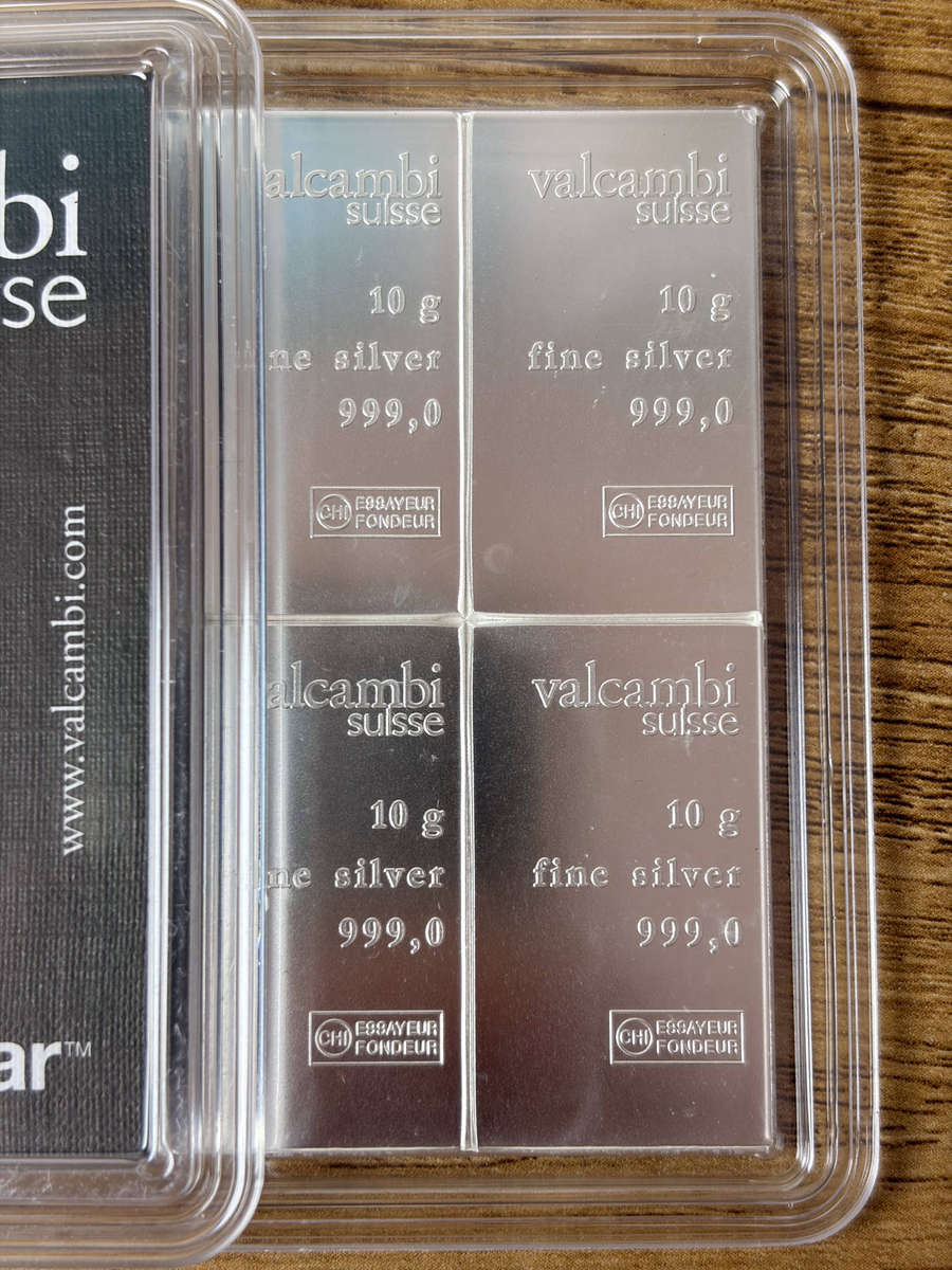 100 Gram Valcambi Silver CombiBar (10x10g w/ Assay)