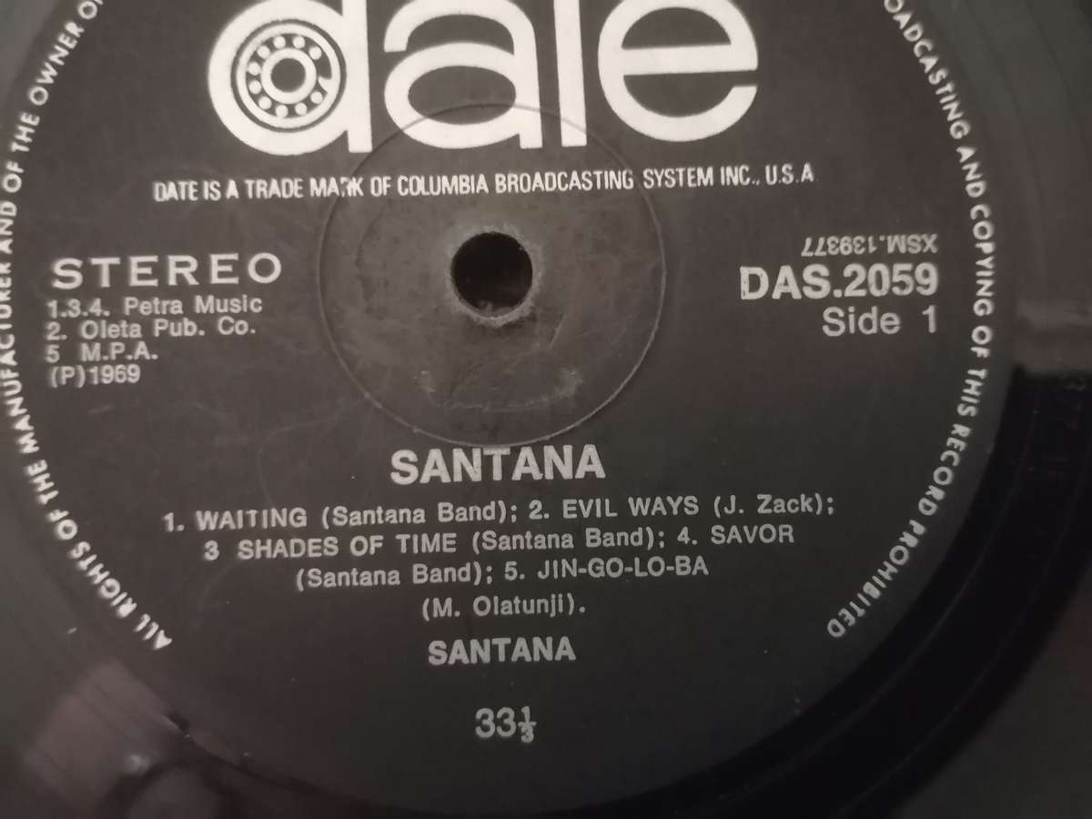 SANTANA - VINYL IN VERY GOOD COND. - SEE BELOW FOR INFO.