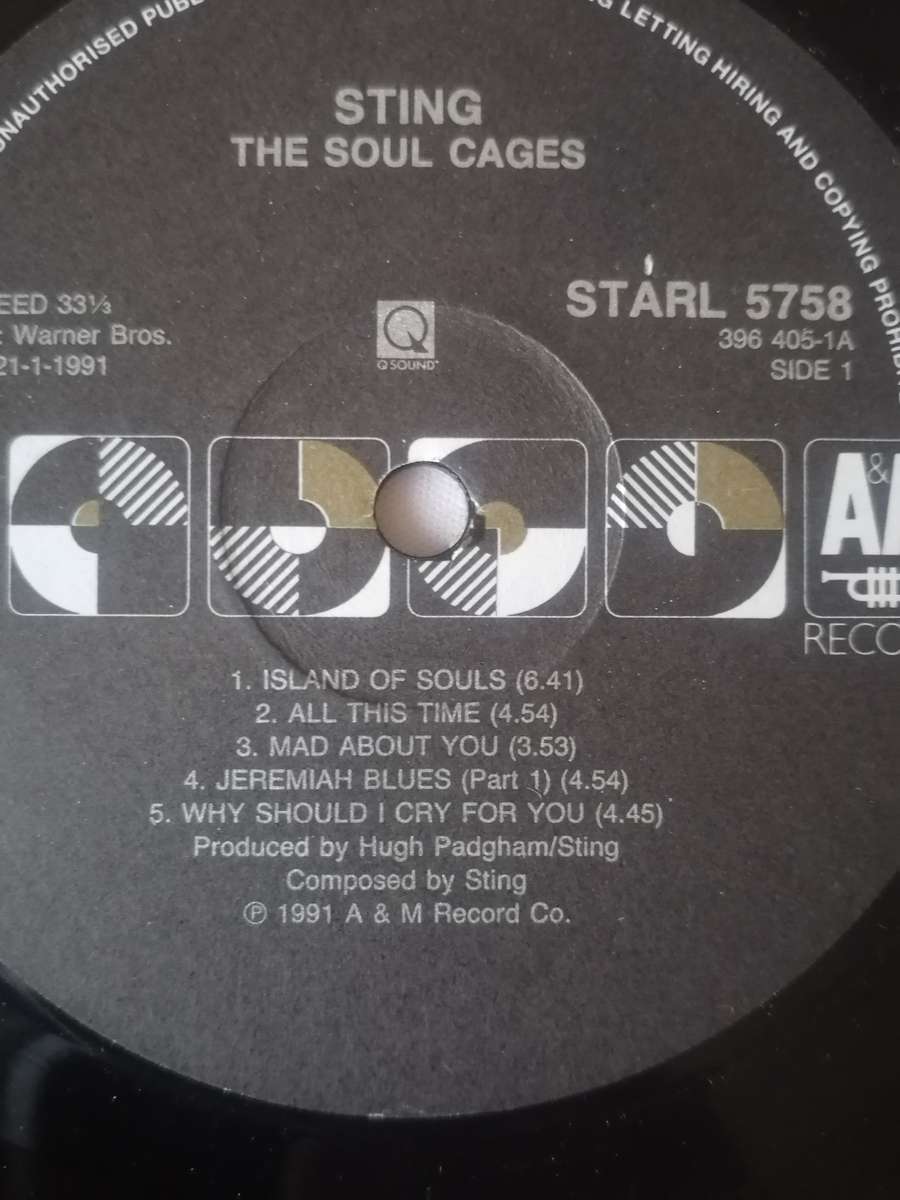 STING (THE SOUL GAGES) - VINYL IN EXCELLENT COND. - SEE BELOW FOR INFO.