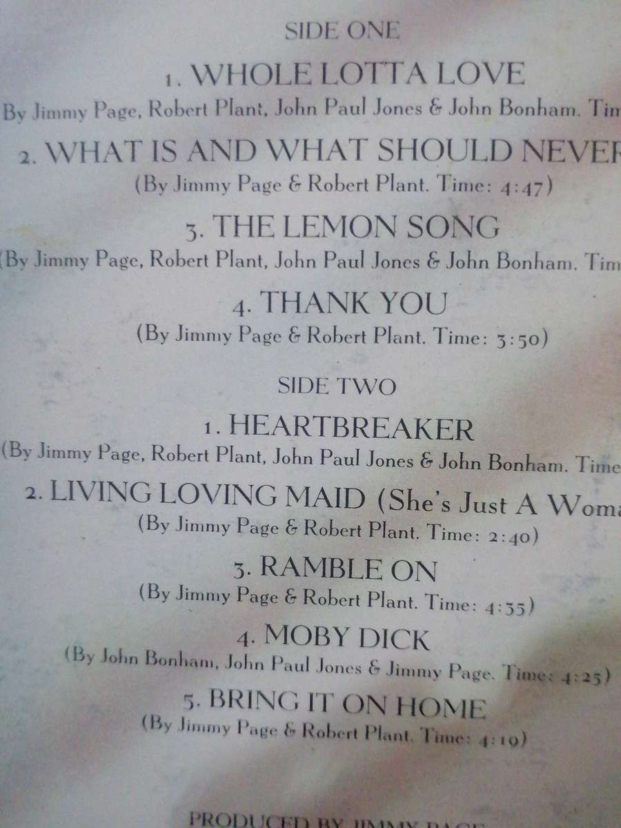 LED ZEPPELIN II - VINYL IN GOOD COND. - SEE BELOW FOR INFO.