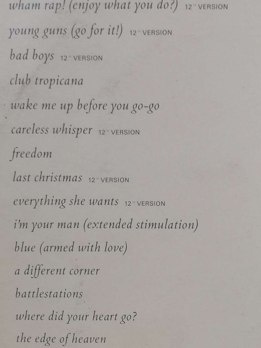 WHAM!  (THE FINAL - DOUBLE ALBUM) VINYL'S IN VERY GOOD TO GOOD COND. - SEE BELOW FOR INFO.