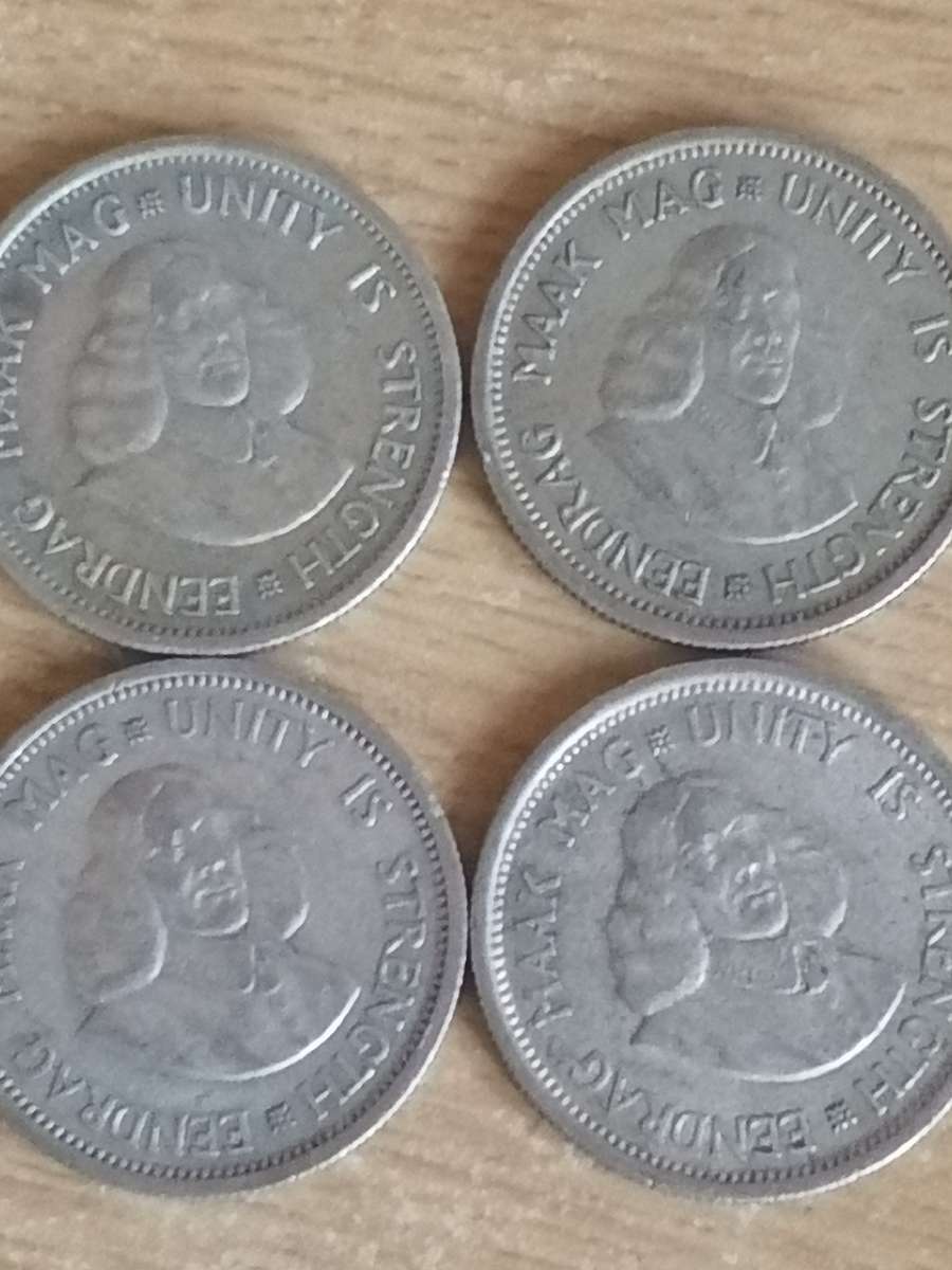 SA UNION SILVER COINS - SET OF 4x 10 CENTS (1961 - 1964) - USED CONDITION - SEE BELOW FOR INFO.