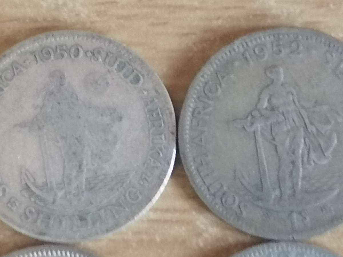 SA UNION SILVER COINS - 8x 1/ SHILLINGS (SEE FOR DATES BELOW) - USED CONDITION - SEE BELOW FOR INFO.